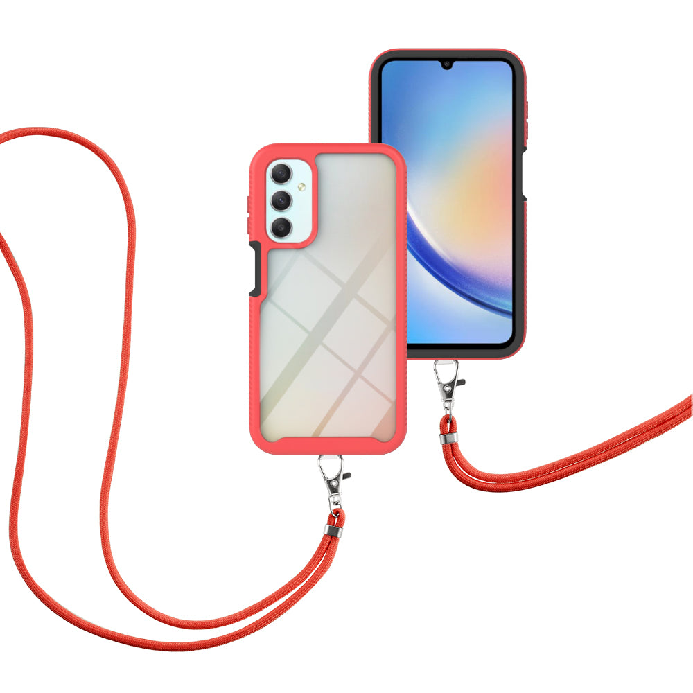 YB PC Series-4 for Samsung Galaxy A24 4G PC TPU Phone Case Shockproof Protective Cover with Long Lanyard YB PC Series-4 for Samsung Galaxy A24 4G PC TPU Phone Case Shockproof Protective Cover with Long Lanyard